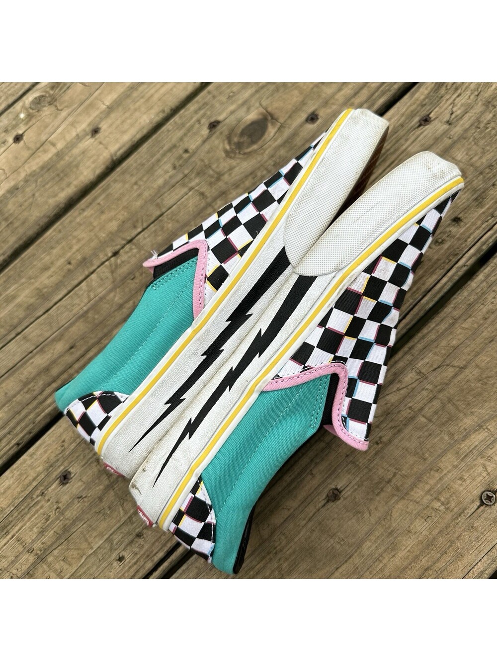 Vans Classic Slip On Checkerboard Canvas Sneakers Colorful Men 8.5 Women 10 - Picture 6 of 9